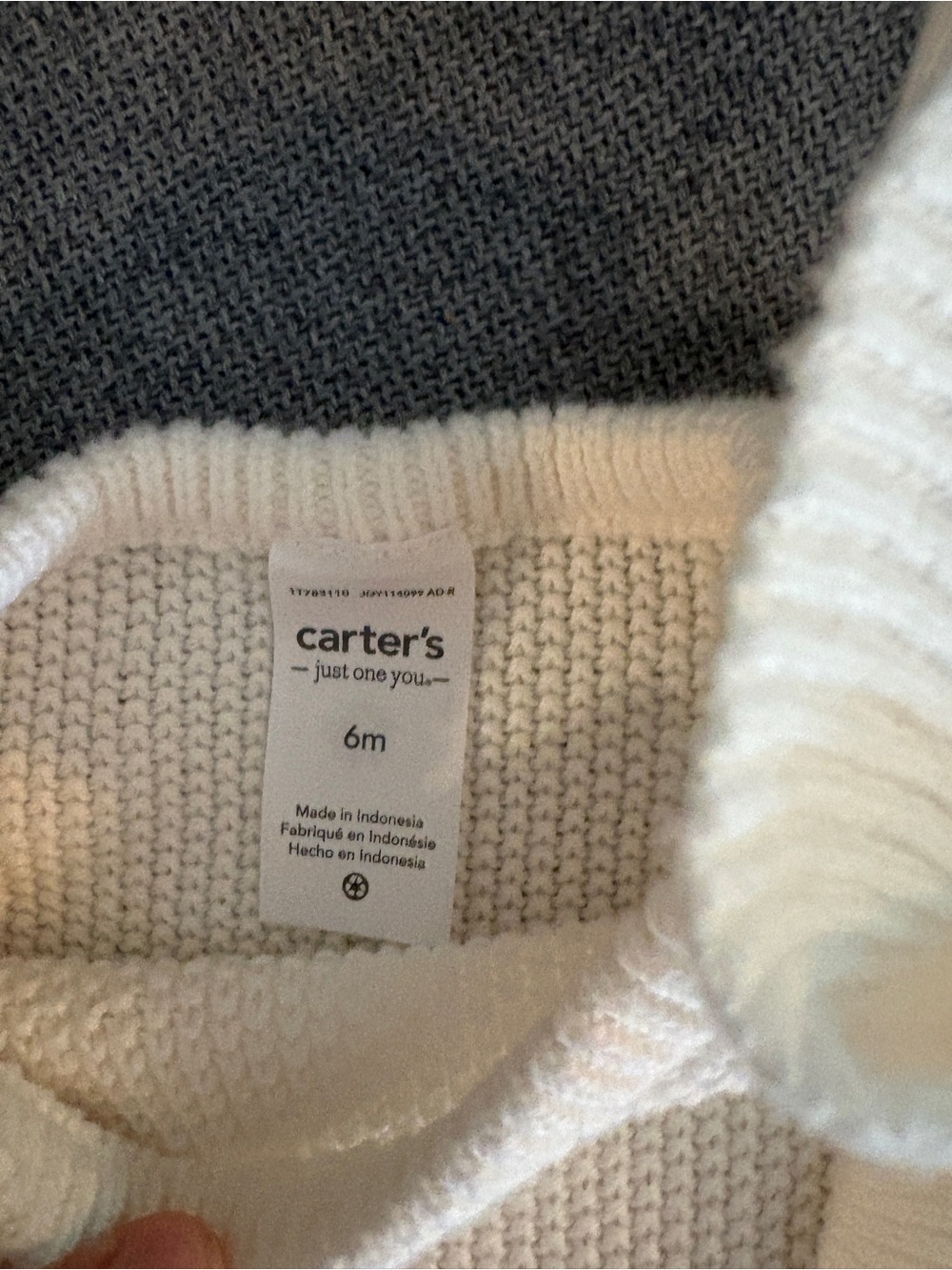 Carter's White Ruffle knit Long-Sleeve One-Piece - Picture 3 of 3